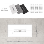 LUMIA - Piatto doccia grigio antiscivolo, resistente e durevole - Incl. sifone e griglia inox