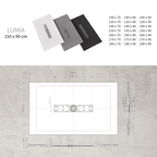 LUMIA - Piatto doccia grigio antiscivolo, resistente e durevole - Incl. sifone e griglia inox