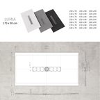 LUMIA - Piatto doccia nero antiscivolo, resistente e durevole - Incl. sifone e griglia inox