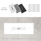 LUMIA - Piatto doccia nero antiscivolo, resistente e durevole - Incl. sifone e griglia inox