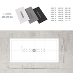 LUMIA - Piatto doccia nero antiscivolo, resistente e durevole - Incl. sifone e griglia inox
