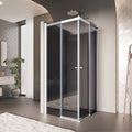 KAYLEE - Cabina de ducha de esquina con puertas correderas, cristal oscurecido de 6 mm y perfil blanco