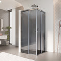 KAYLEE - Cabina de ducha de esquina con puertas correderas, cristal ahumado de 6 mm y perfil cromado