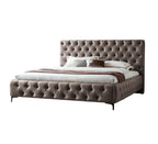 AMOUR – Cama estofada branca ou cinzenta com cabeceira acolchoada, com ou sem cristais