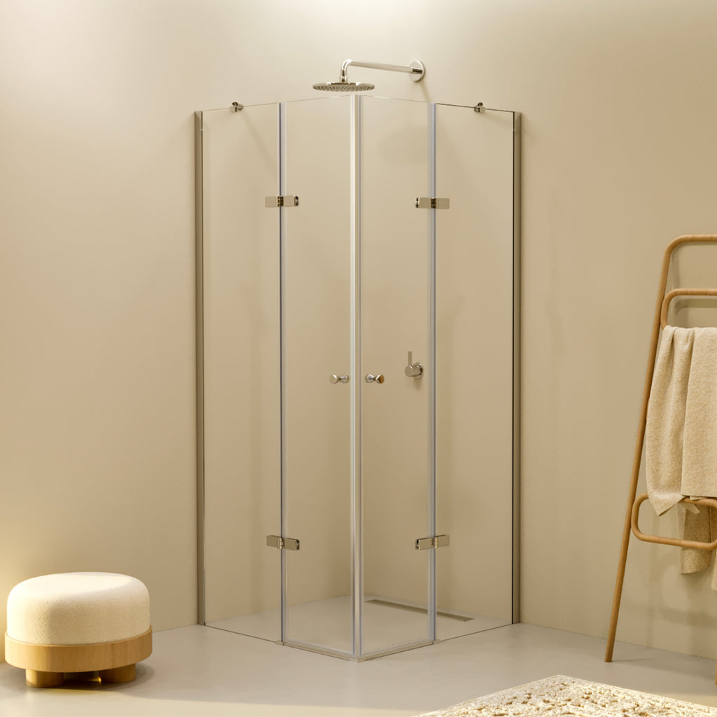 ALICE - Cabina doccia ad angolo con porte articolate in vetro temperato
