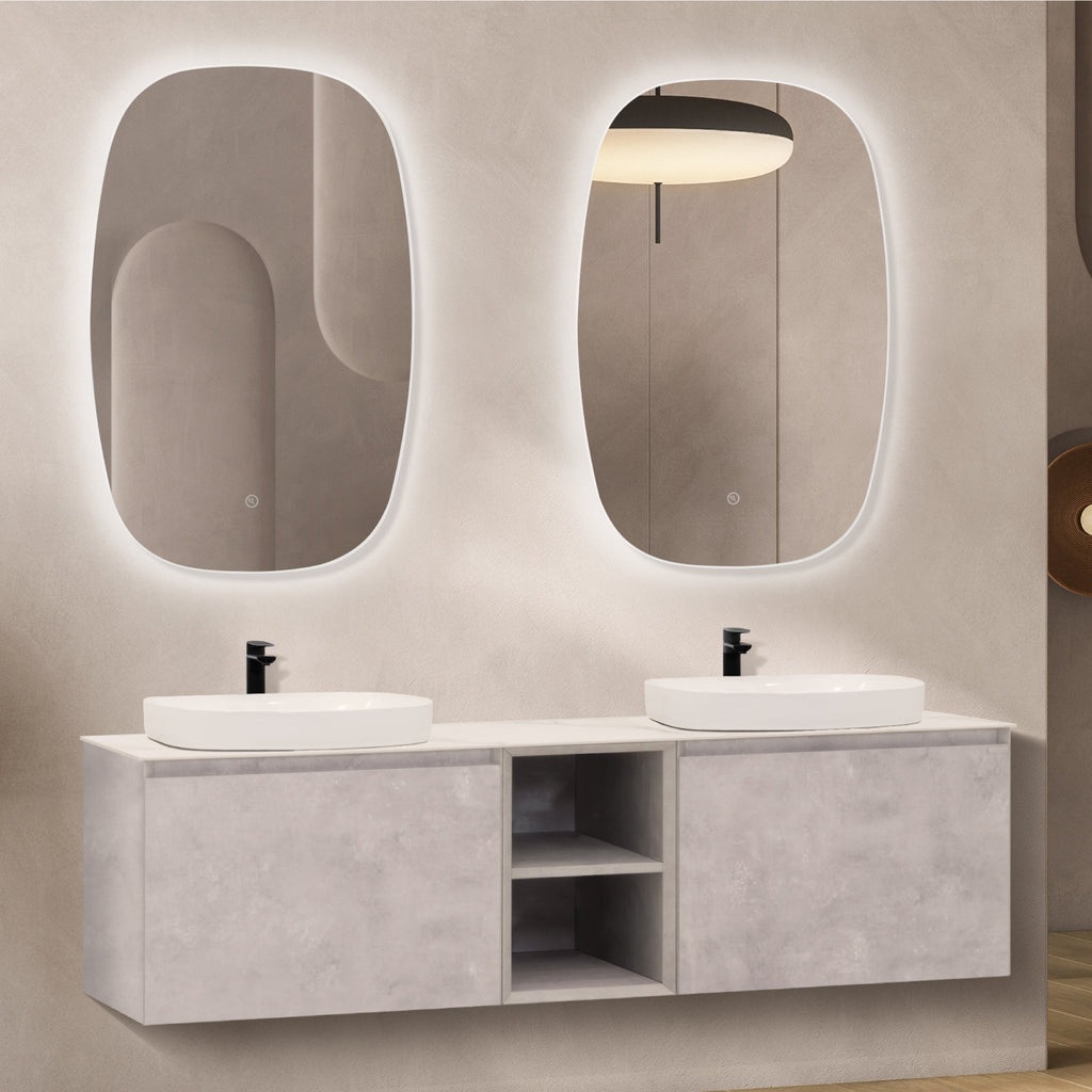 Indra - Conjunto de casa de banho suspenso duplo - Disponível em 150 cm