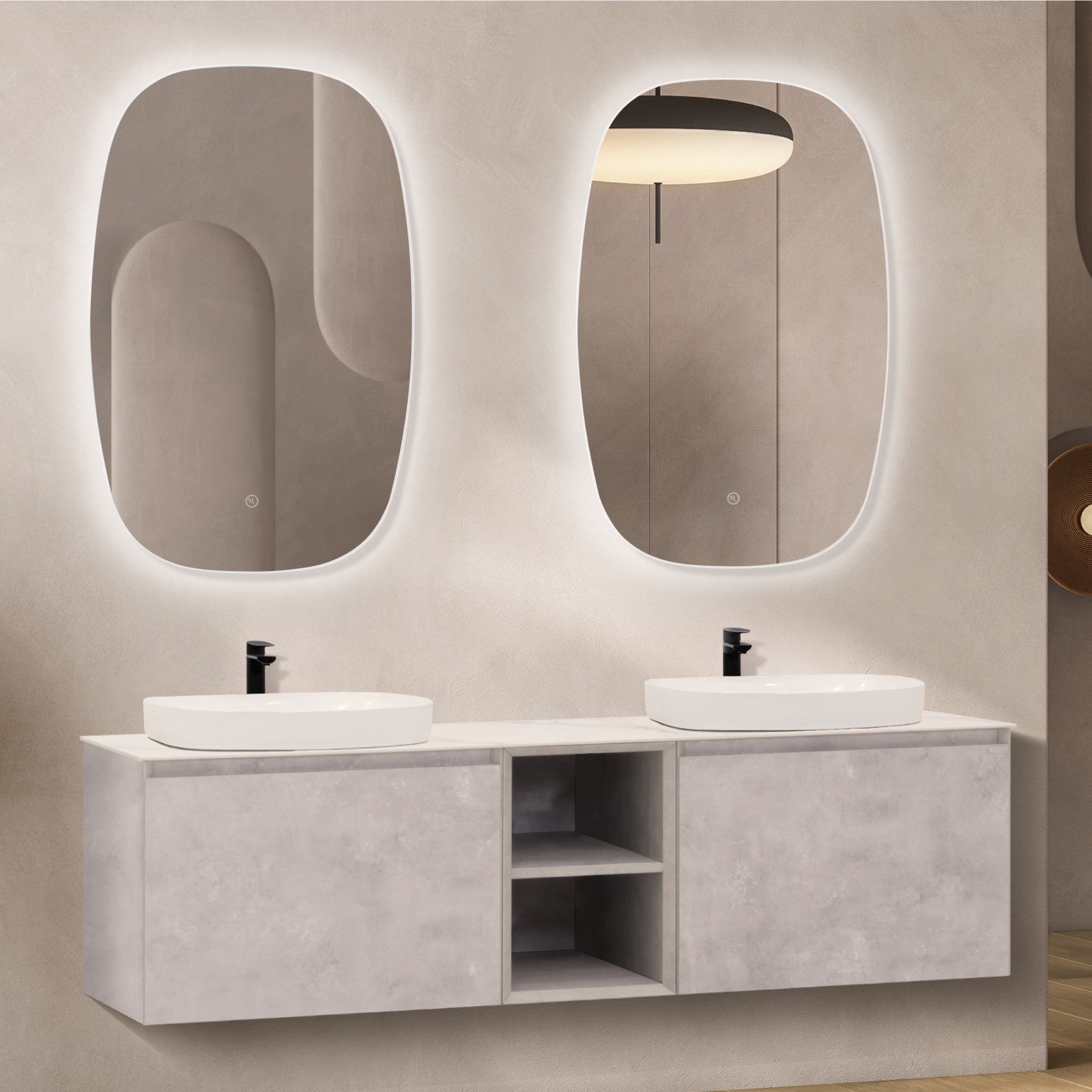 Indra - Conjunto de casa de banho suspenso duplo - Disponível em 150 cm
