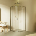 ELLA - Cabina de ducha de cuadrante en vidrio transparente, puertas correderas y perfiles en aluminio