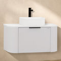 Maia - Mueble de lavabo suspendido con cajones soft-close | 90 cm | Blanco acanalado