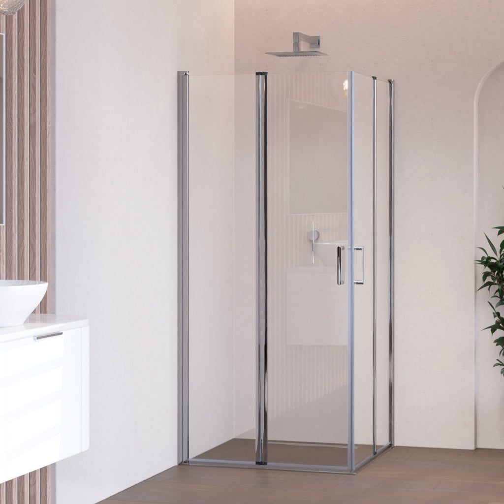 ALINA - Cabina doccia con ingresso ad angolo e porte pieghevoli in vetro temperato
