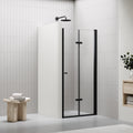 MILA - Puerta plegable en vidrio templado de 6 mm con perfiles negros - Varios tamaños