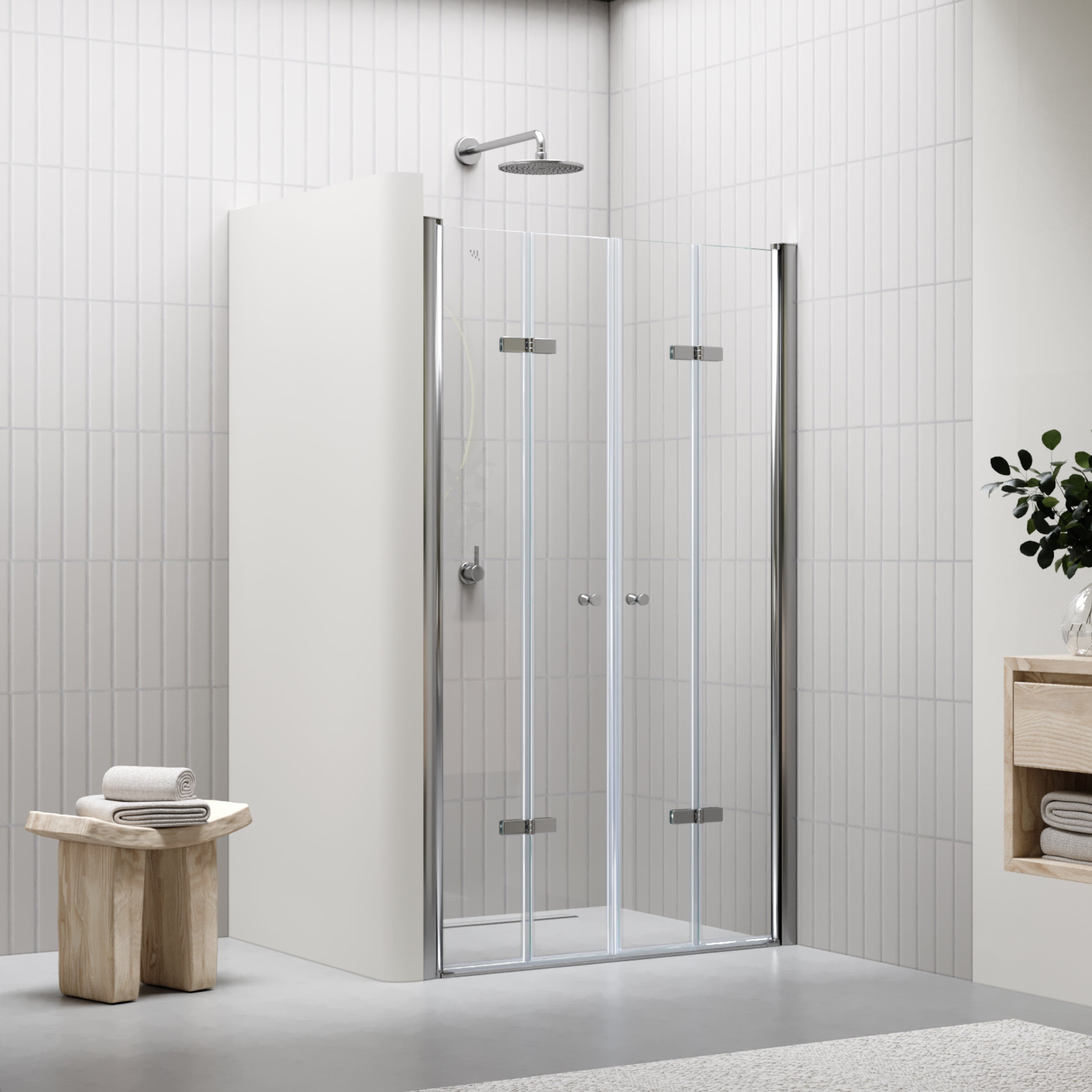 LENA - Frontal de ducha con puertas plegables en vidrio templado
