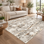Tappeto STEFAN grigio, beige e dorato — formato rettangolare