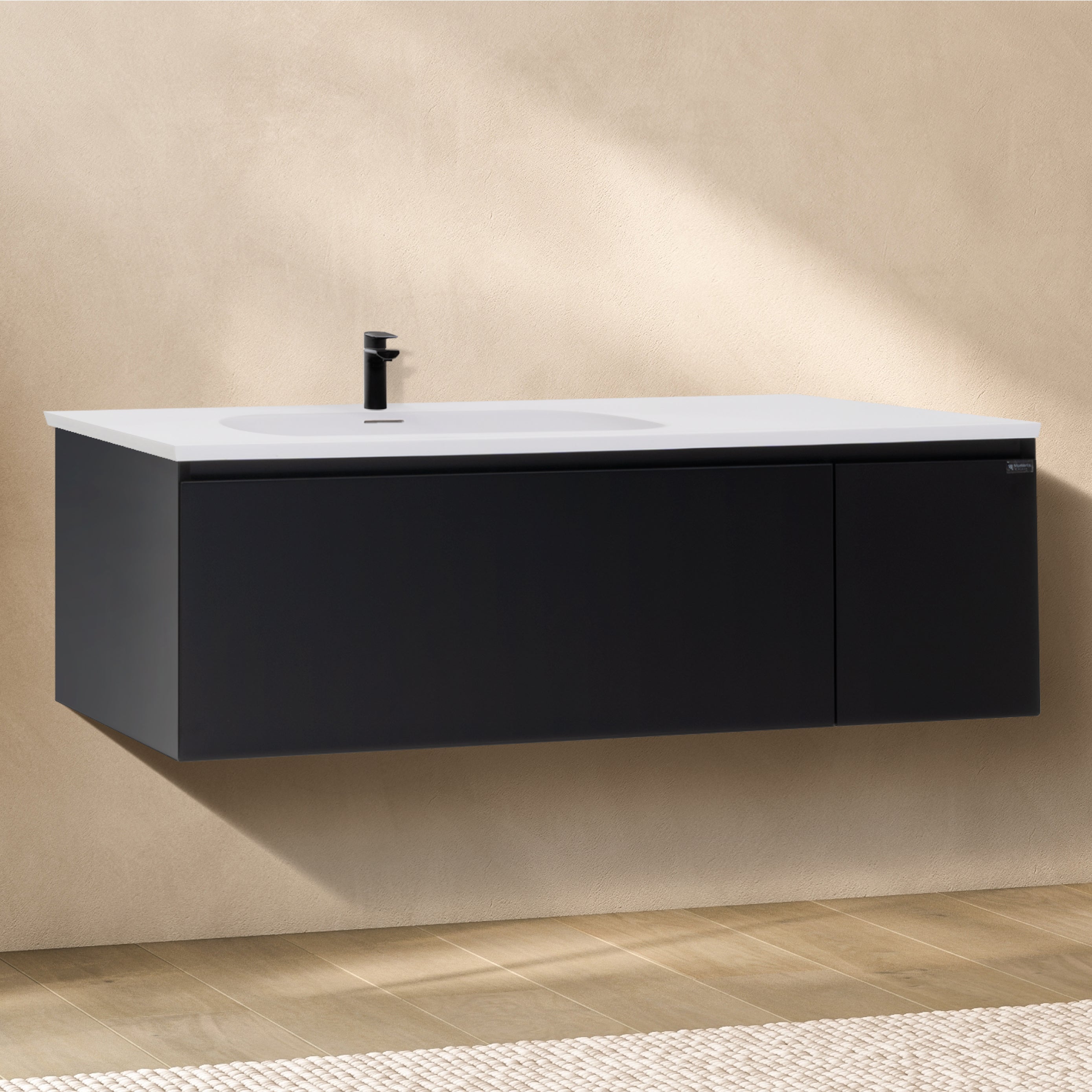 Dafne - Mobile lavabo sospeso 120 cm in nero opaco con soft-close