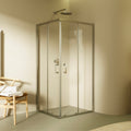 DIANA - Cabina de ducha de entrada en esquina con puertas correderas en vidrio templado