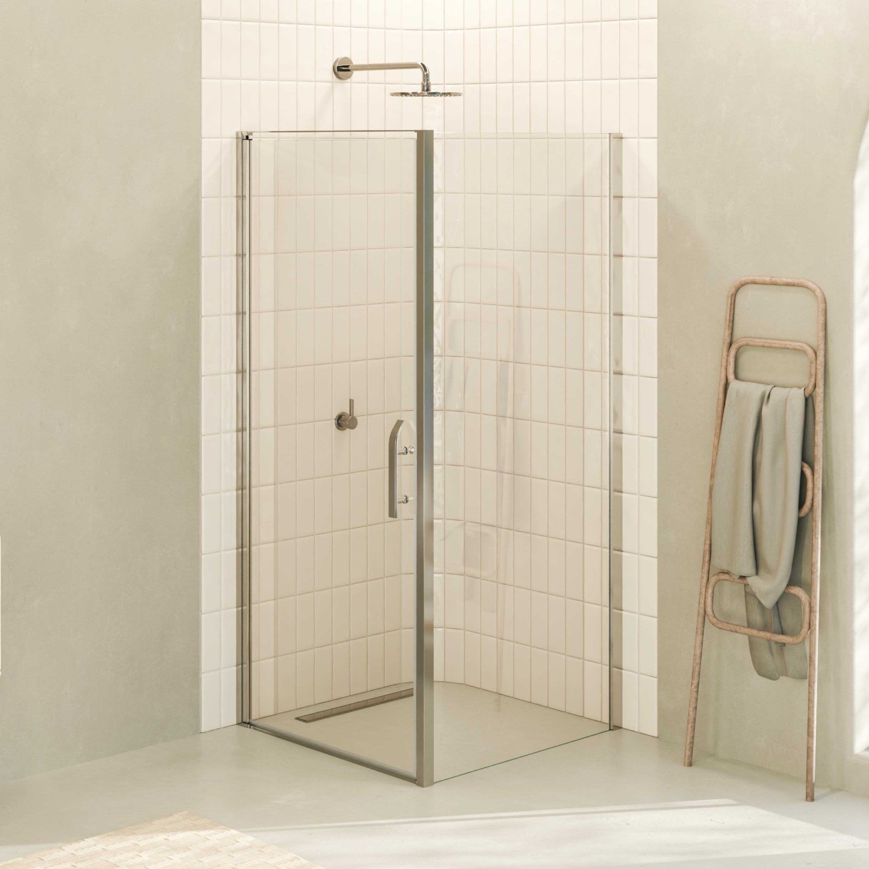 NICOLE - Cabina doccia con ingresso frontale e porte pieghevoli in vetro temperato da 8 mm