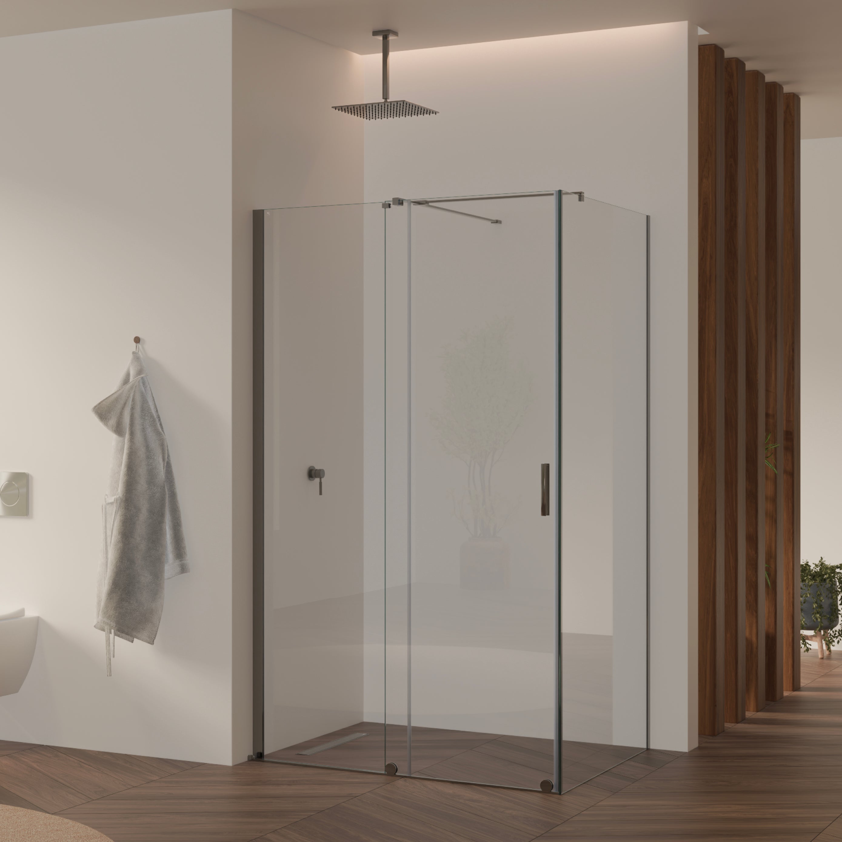 NADINE - Cabina doccia con porta scorrevole in vetro temperato da 8 mm e profili cromati