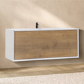 Hebe - Mueble de lavabo suspendido 90 cm blanco mate/roble con soft-close