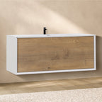 Hebe - Mueble de lavabo suspendido 90 cm blanco mate/roble con soft-close