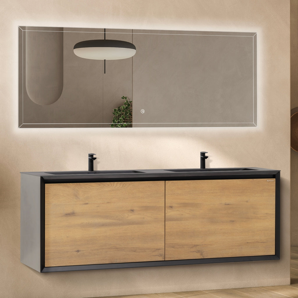 Fidia - Conjunto de baño suspendido doble - Disponible en 150 y 190 cm