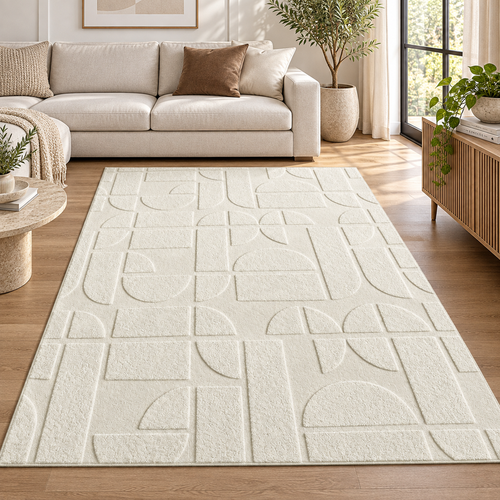Tapete OCTAVE branco creme — formato retangular