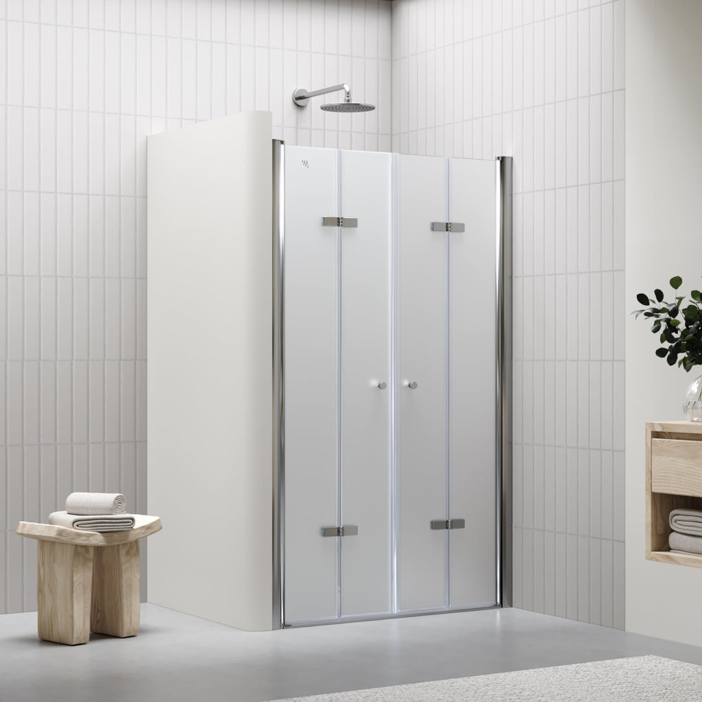 LENA - Frontal de ducha con puertas plegables en vidrio templado esmerilado