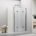 LENA - Frontal de ducha con puertas plegables en vidrio templado esmerilado
