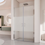 LARA - Porta doccia con ante a battente in vetro temperato parzialmente satinato 6 mm