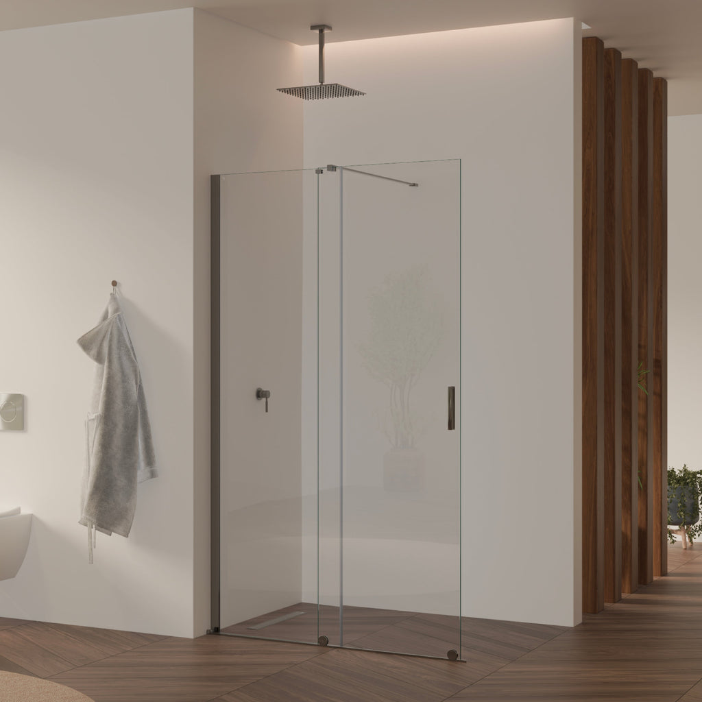 NADINE - Pannello Doccia Walk-In in Vetro Temperato 8 mm con Profilo cromato
