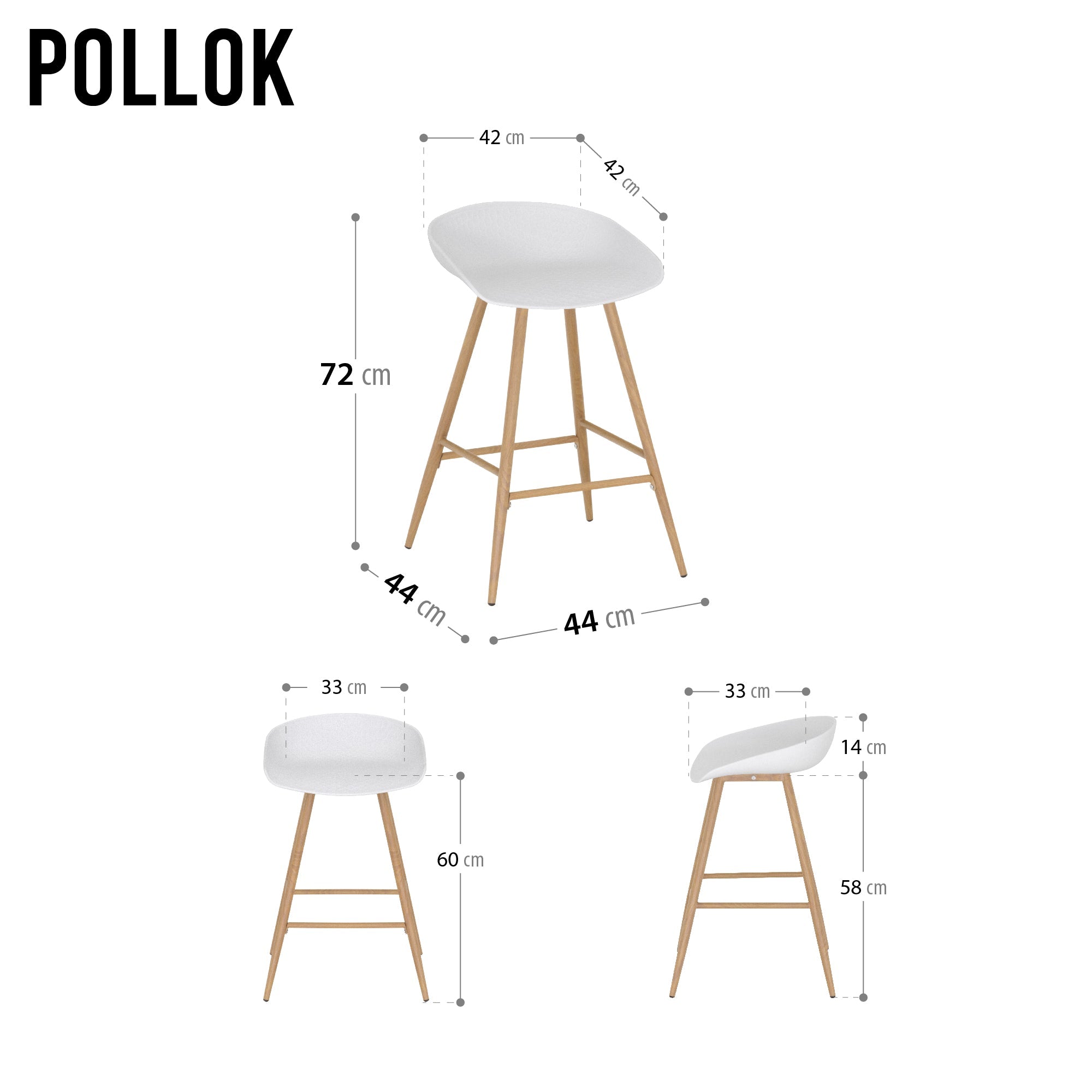 POLLOK - Conjunto de 4 Bancos Altos