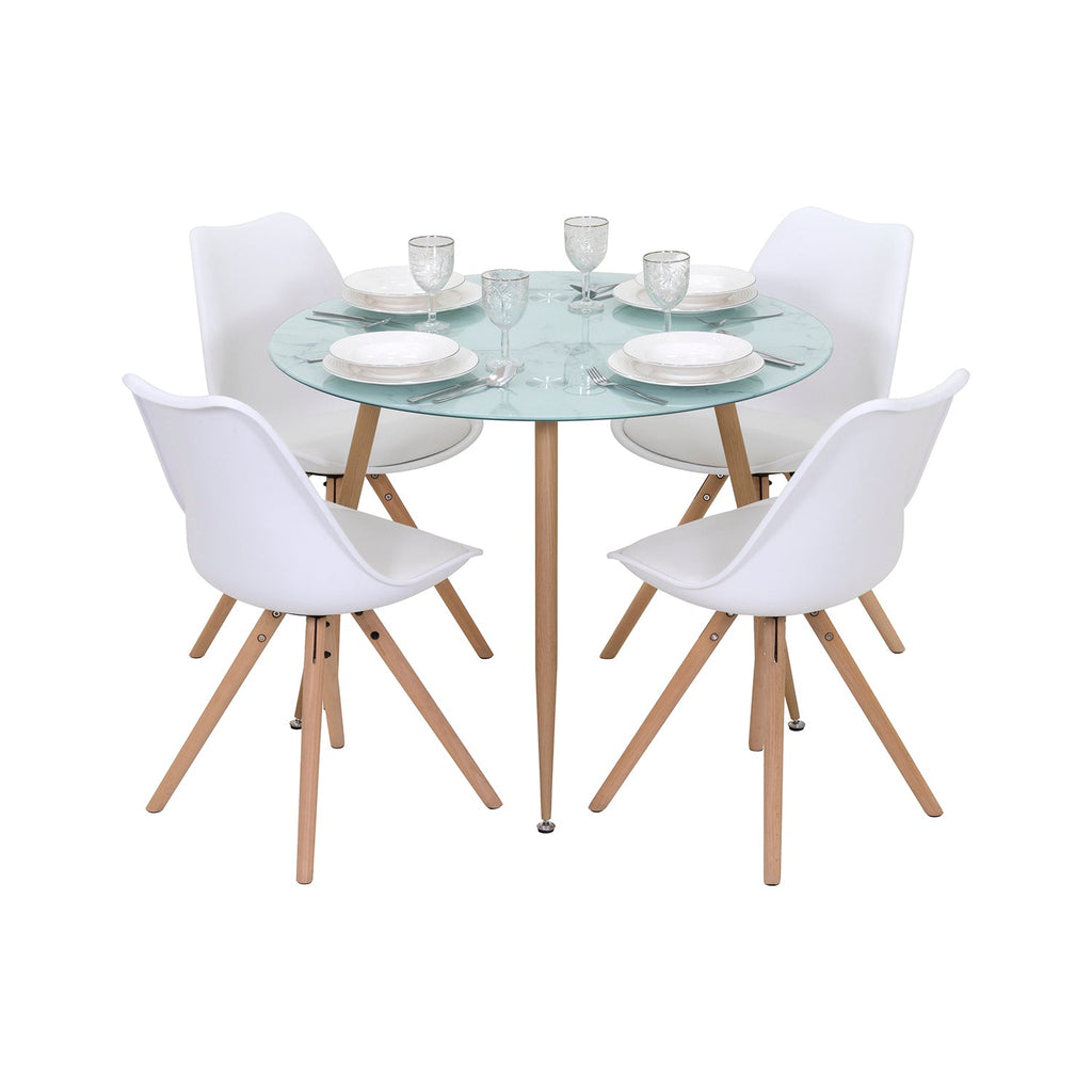 CORIN - Mesa de comedor con tablero de vidrio
