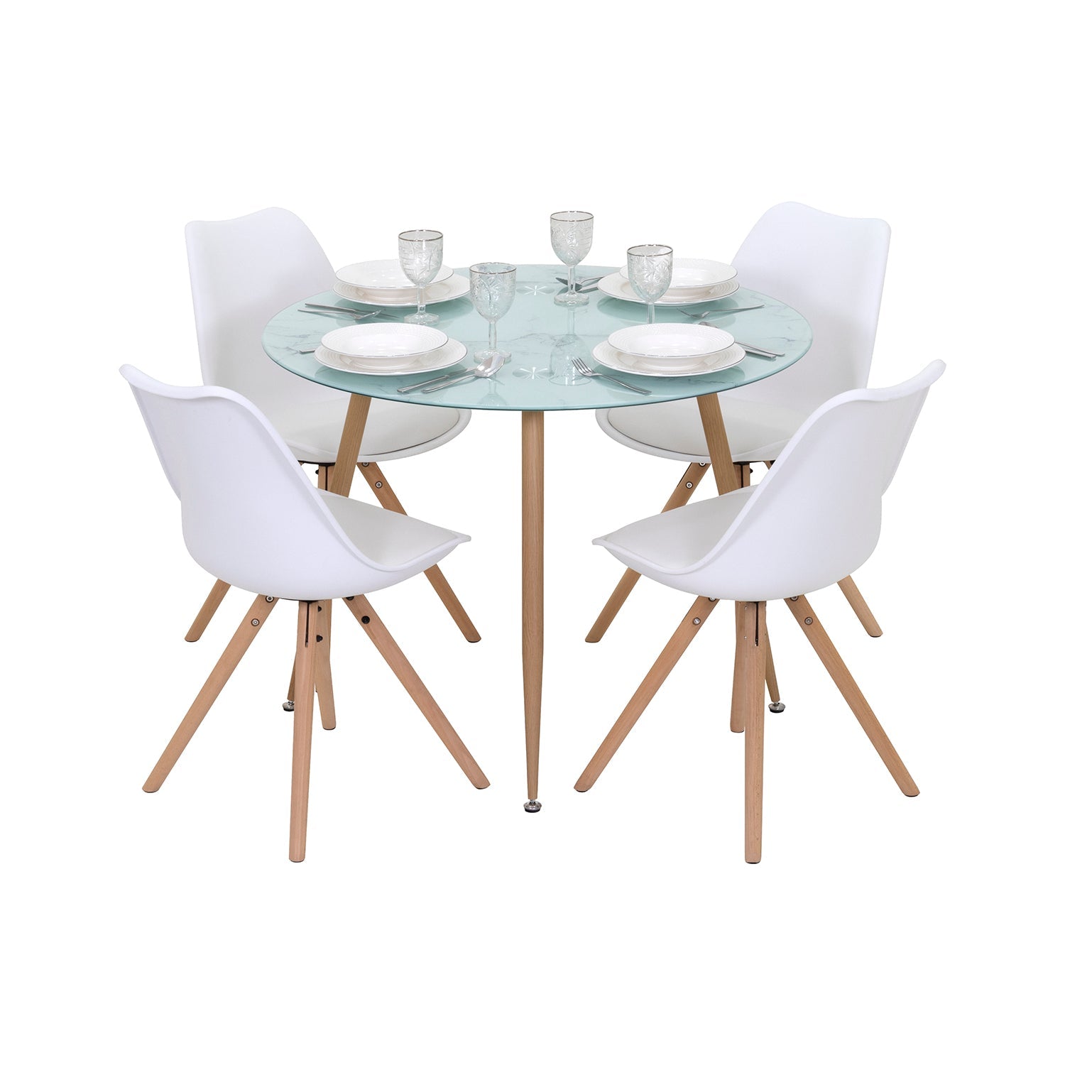 CORIN - Mesa de comedor con tablero de vidrio