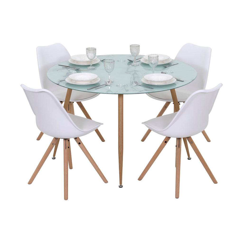 CORIN - Mesa de comedor con tablero de vidrio
