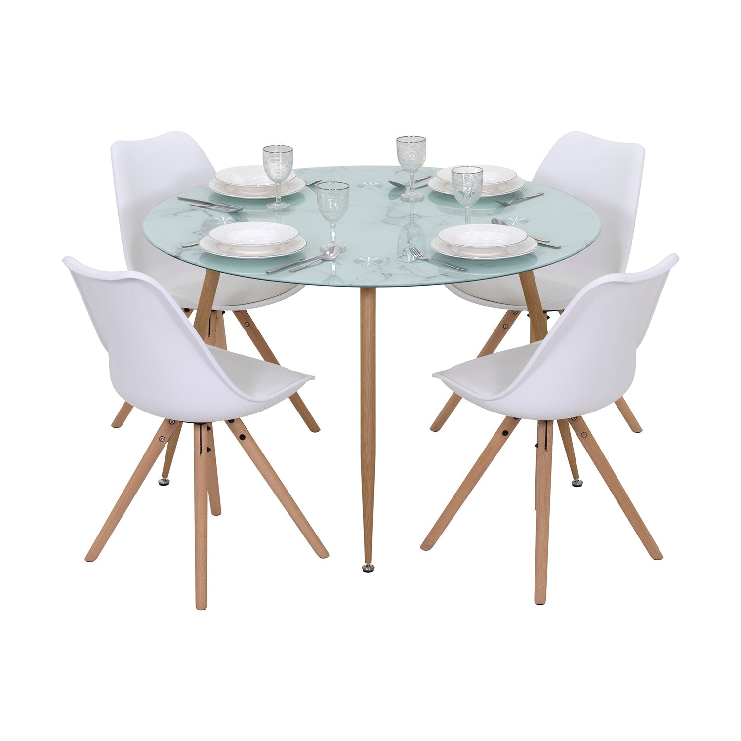 CORIN - Mesa de comedor con tablero de vidrio