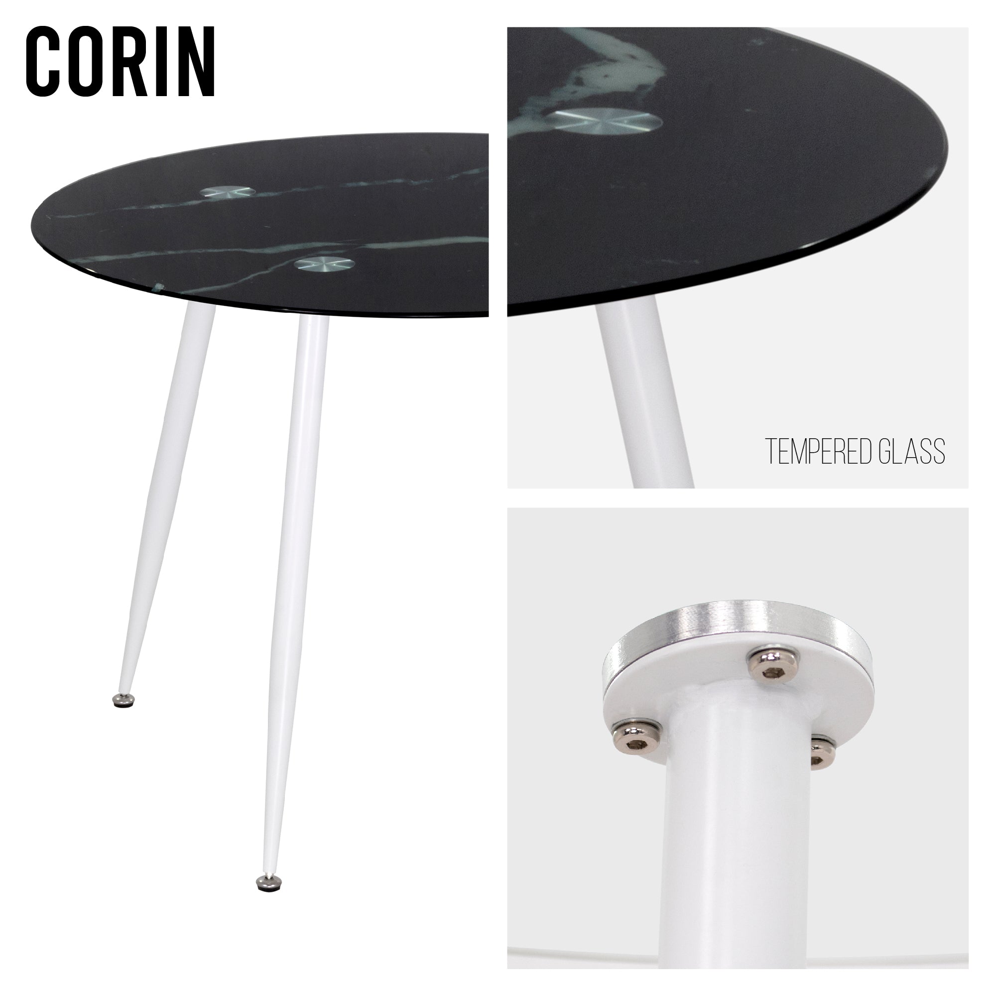CORIN - Mesa de comedor con tablero de vidrio