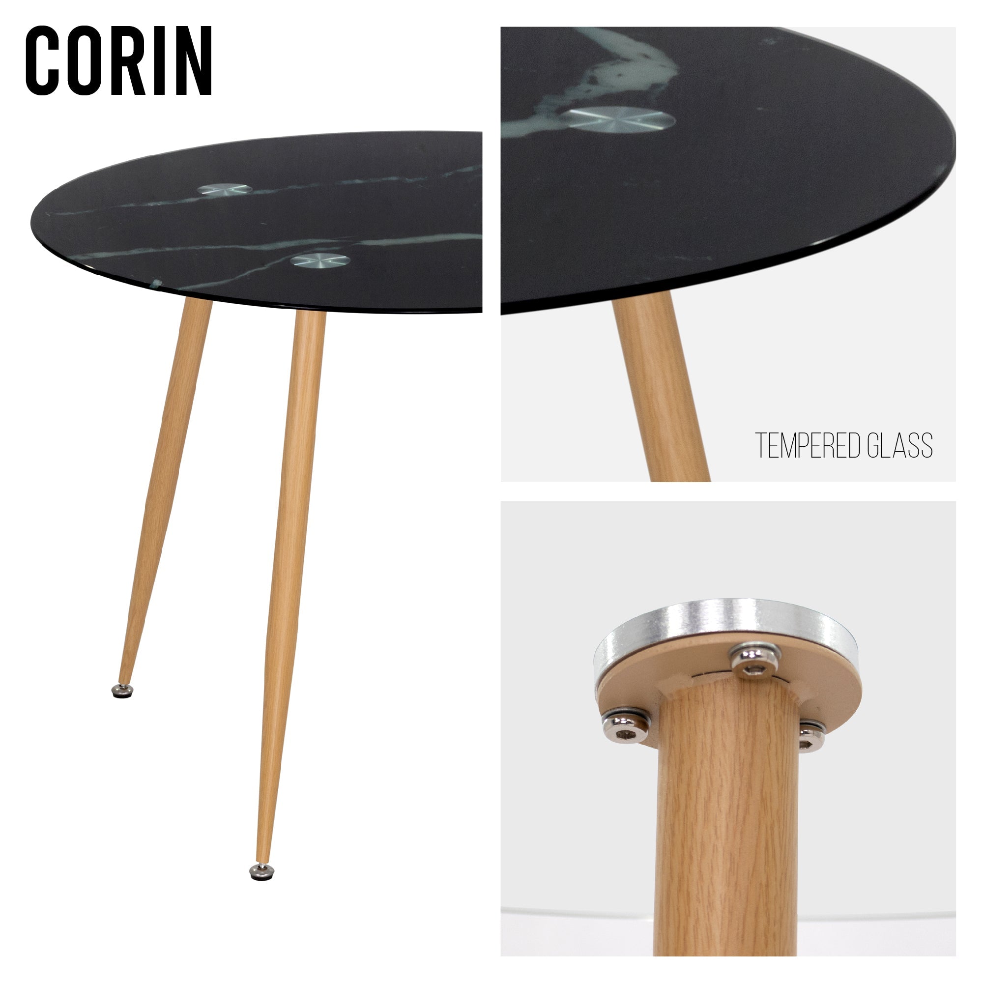 CORIN - Mesa de comedor con tablero de vidrio