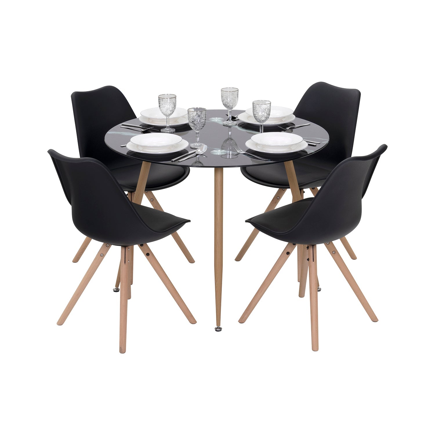 CORIN - Mesa de comedor con tablero de vidrio