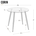 CORIN - Mesa de comedor con tablero de vidrio