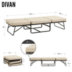 DIVAN 2 in 1 Premium | Letto pieghevole per ospiti con pouf convertibile e materasso beige