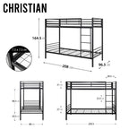 CHRISTIAN - Letto a castello doppio in metallo nero/bianco