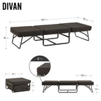 DIVAN 2 in 1 Premium | Letto pieghevole per ospiti con pouf convertibile e materasso marrone