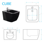 CUBE - Bidé blanco suspendido incluye grifo monomando