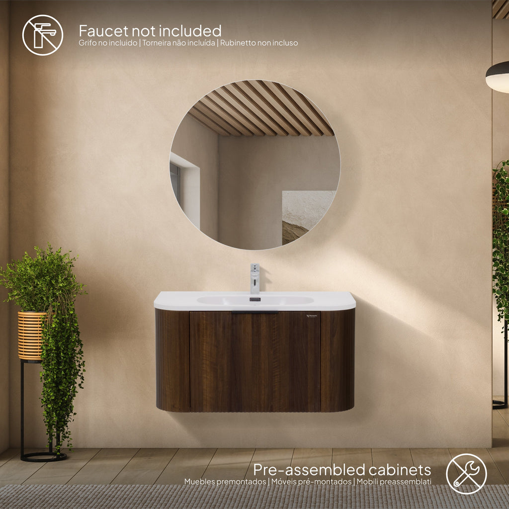 Maia Plus - Conjunto de casa de banho suspenso - Disponível em 90 cm - Várias Cores