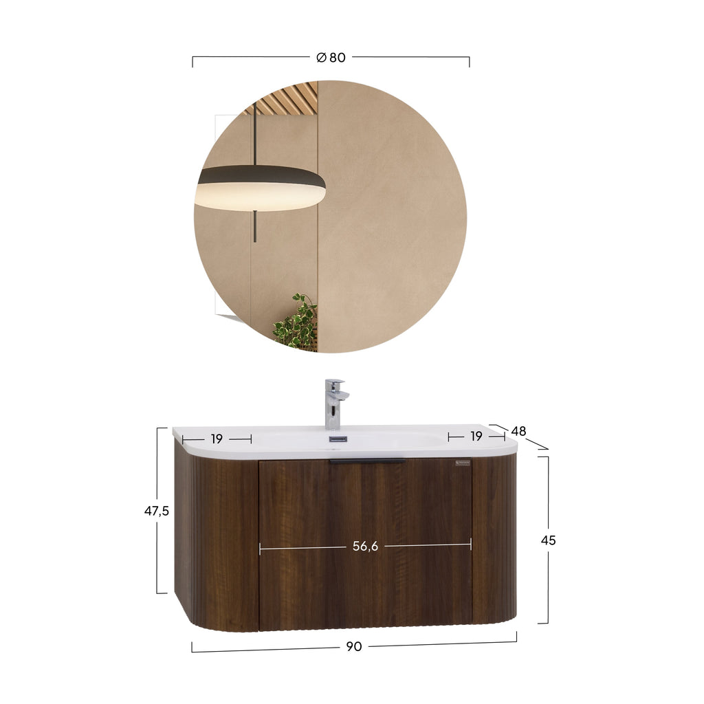 Maia Plus - Conjunto de casa de banho suspenso - Disponível em 90 cm - Várias Cores