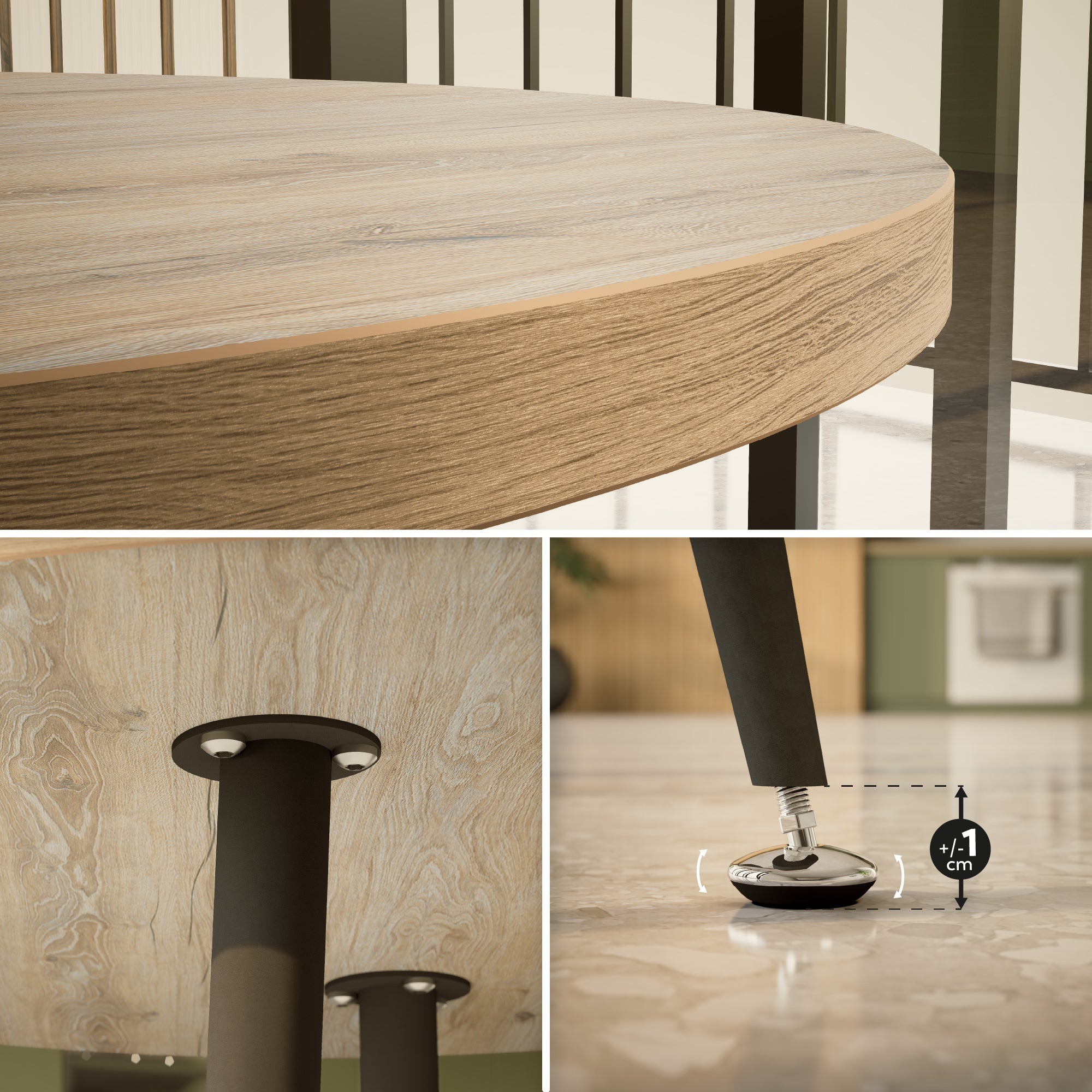 CORIN - Mesa de comedor con tablero de melamina