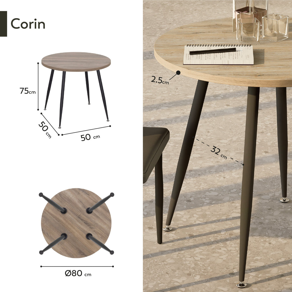 CORIN - Mesa de comedor con tablero de melamina