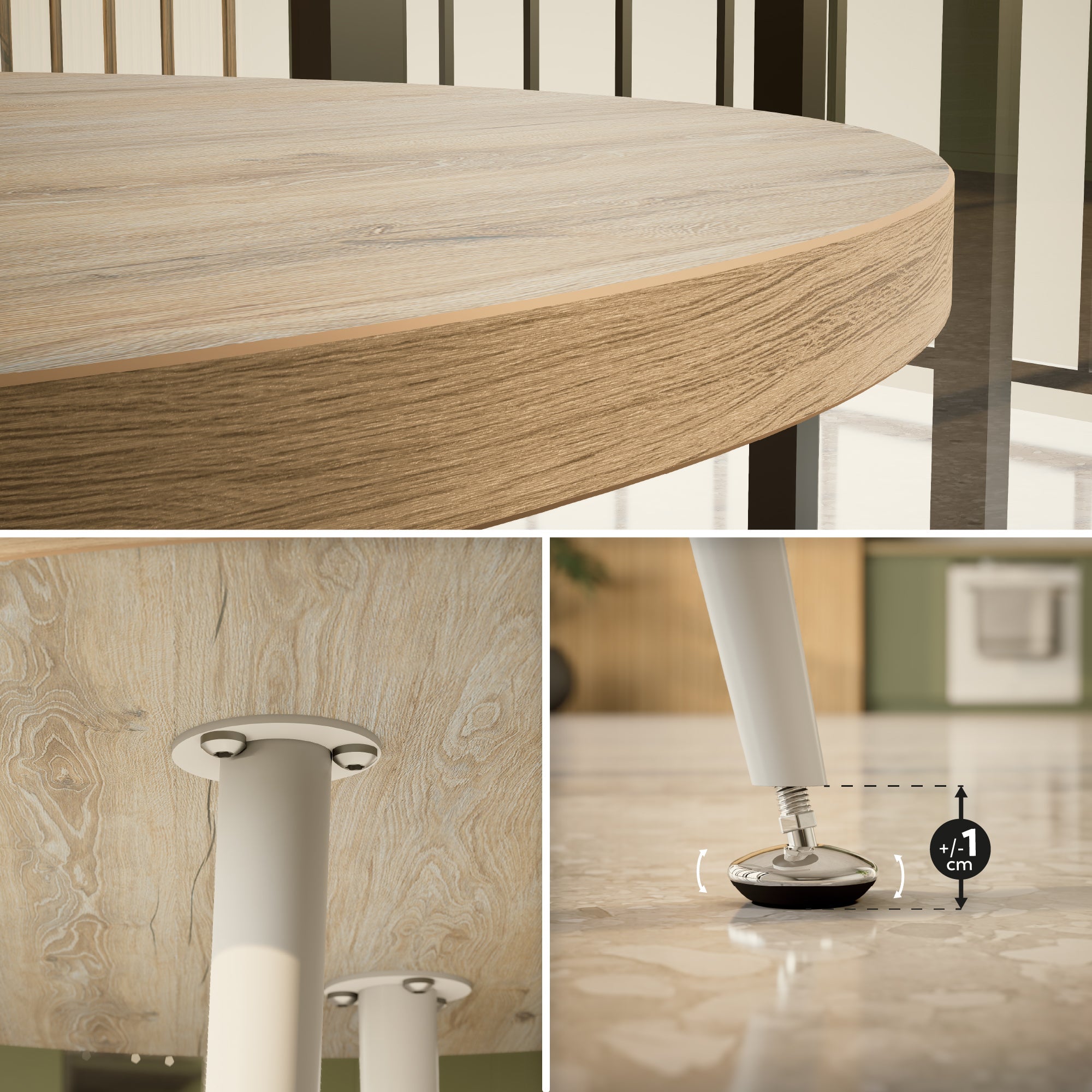 CORIN - Mesa de comedor con tablero de melamina
