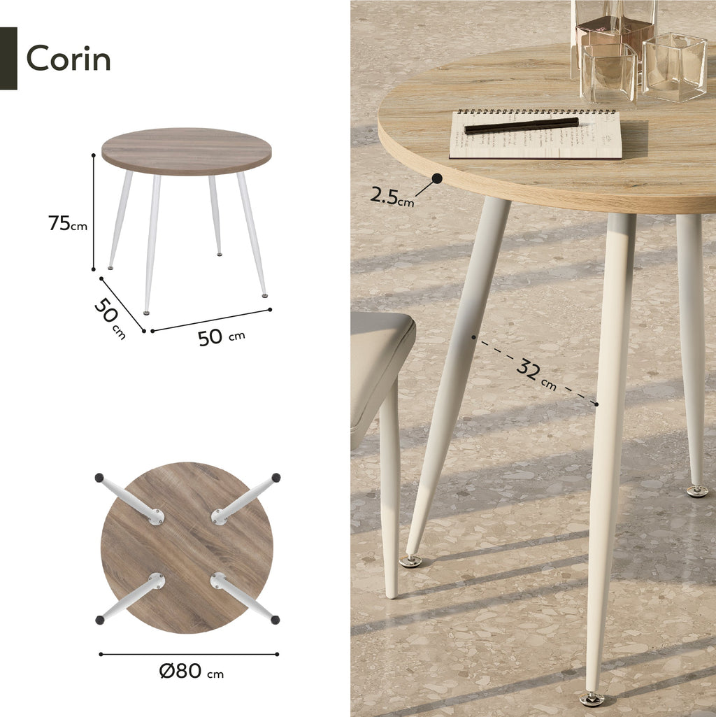 CORIN - Mesa de comedor con tablero de melamina