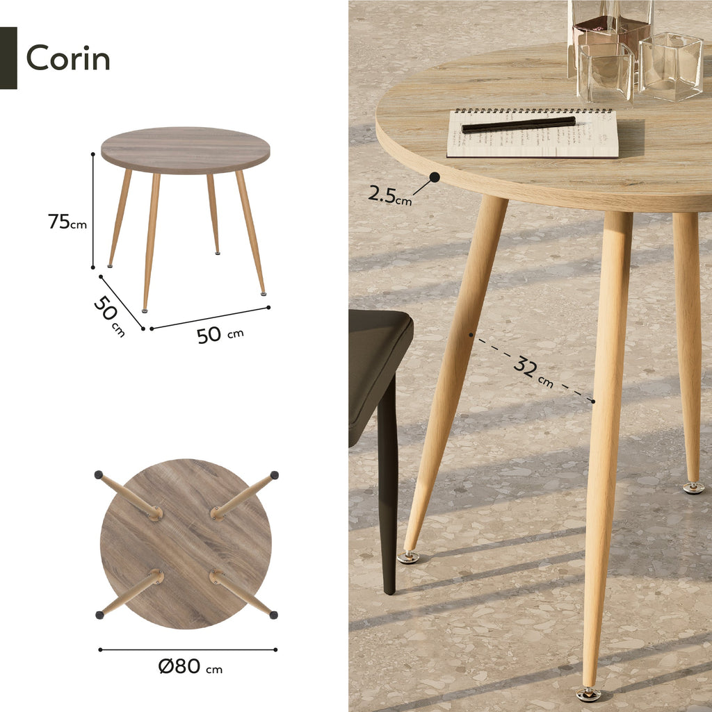 CORIN - Mesa de comedor con tablero de melamina