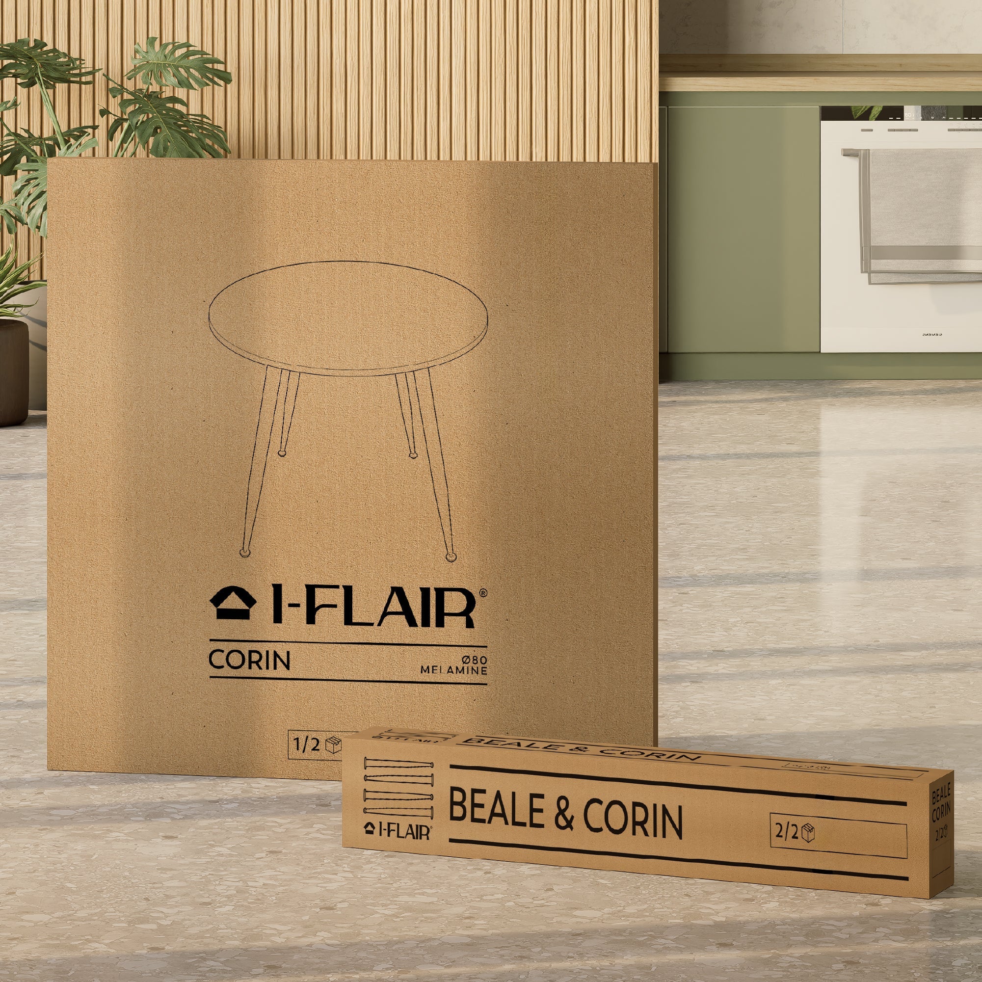 CORIN - Mesa de comedor con tablero de melamina